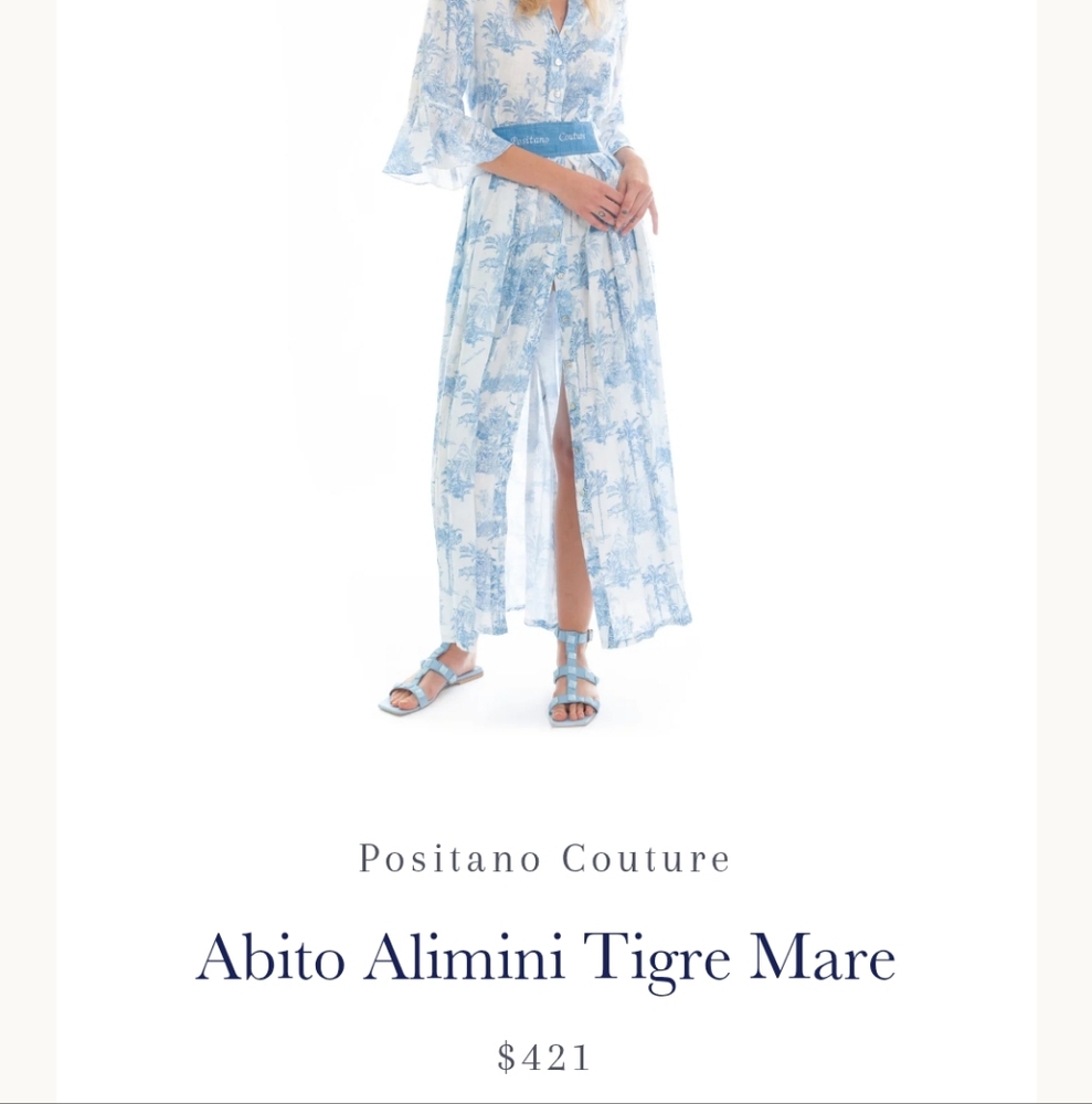 Positano Couture Blue and White Dress